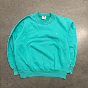 Vintage Norsport Sailboat Embroidered Crewneck Sweatshirt Teal Green Mens Medium